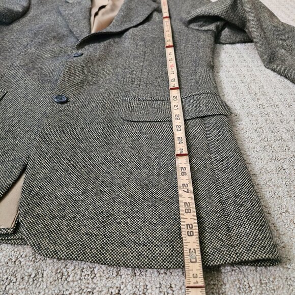 Lands'End 100% Lambswool Men's Tweet Blazer SZ 40R Black/Beige Sport Coat Preppy - Picture 12 of 15